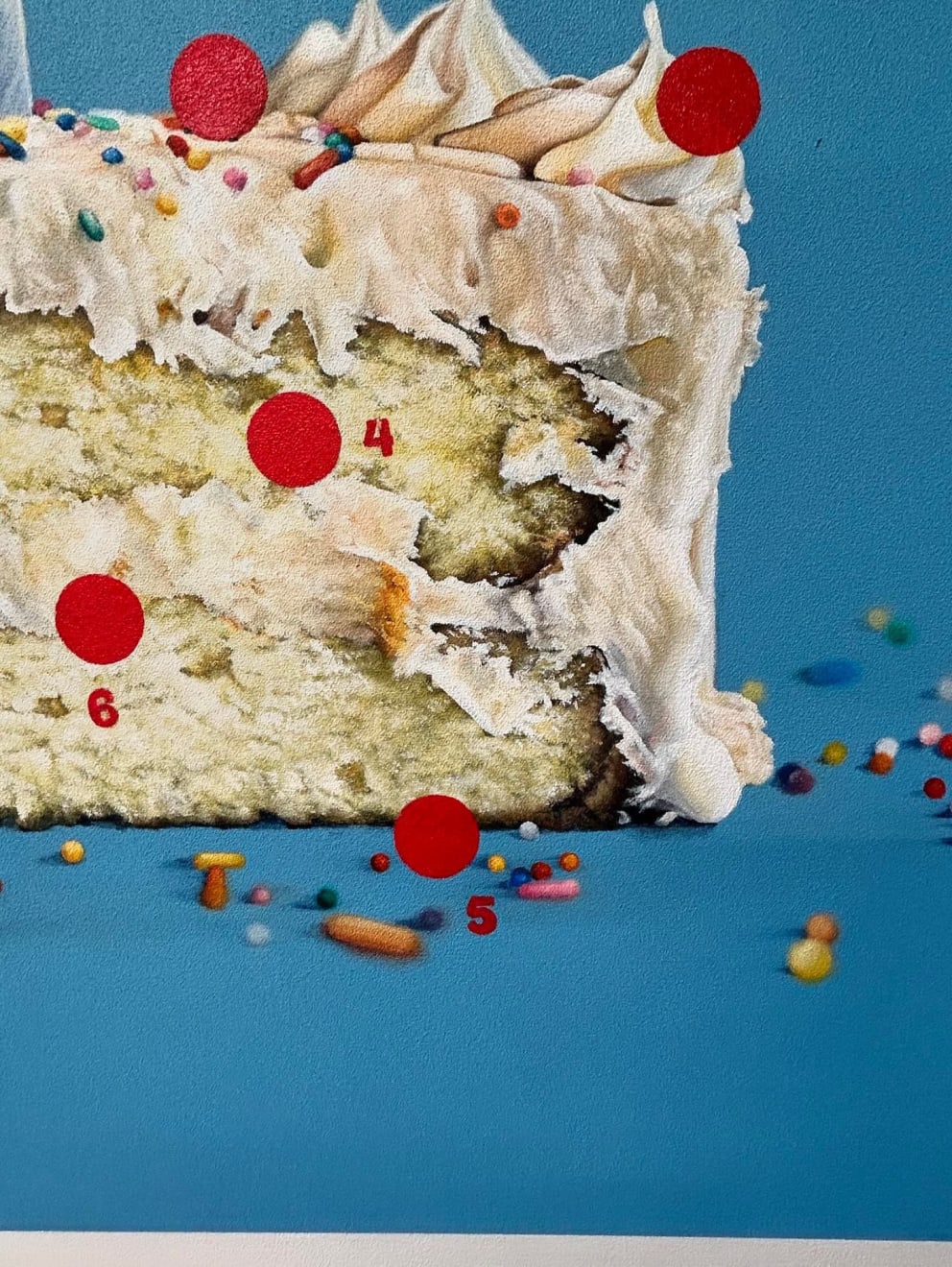 painting of a birthday cake with sprinkles