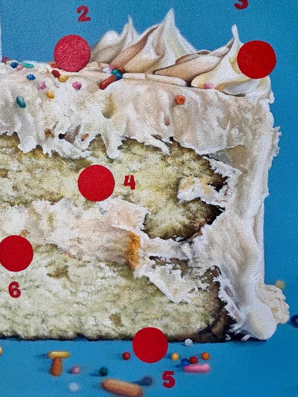 painting of a birthday cake with sprinkles