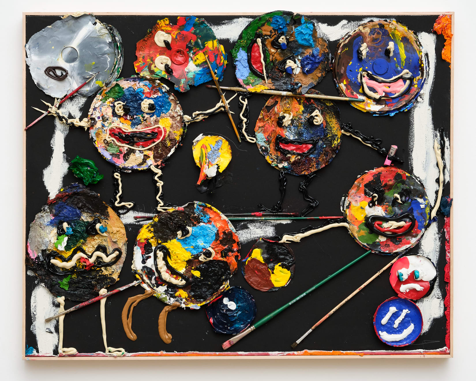 abstract painting of smiley faces