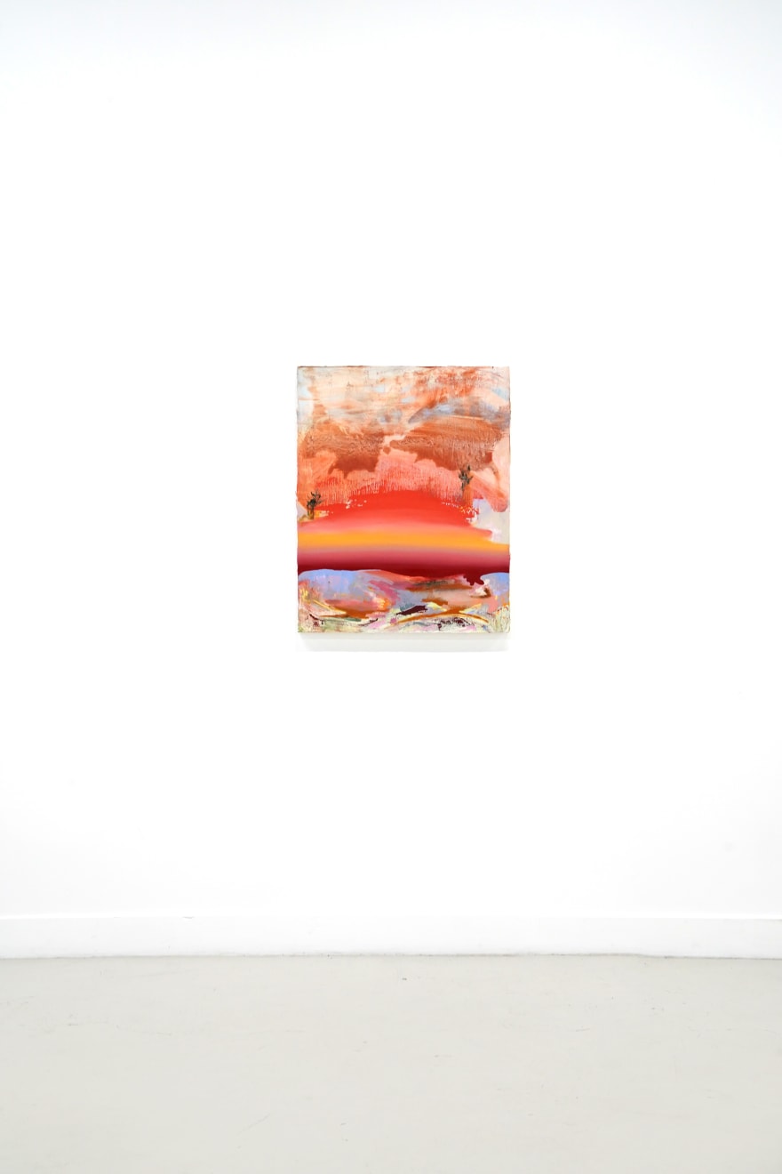 abstract pink and orange paintintg of a landscape