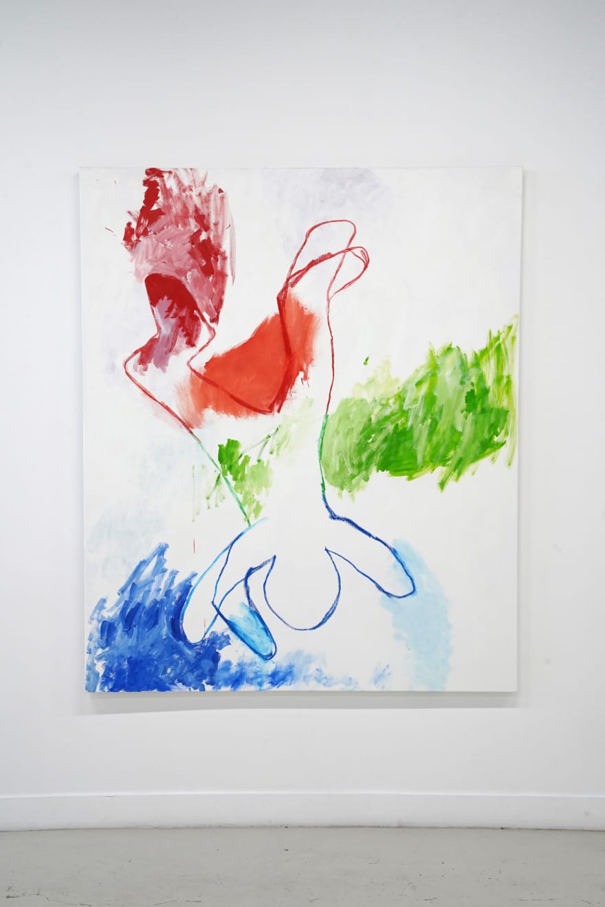 abstract painting of a a figure falling