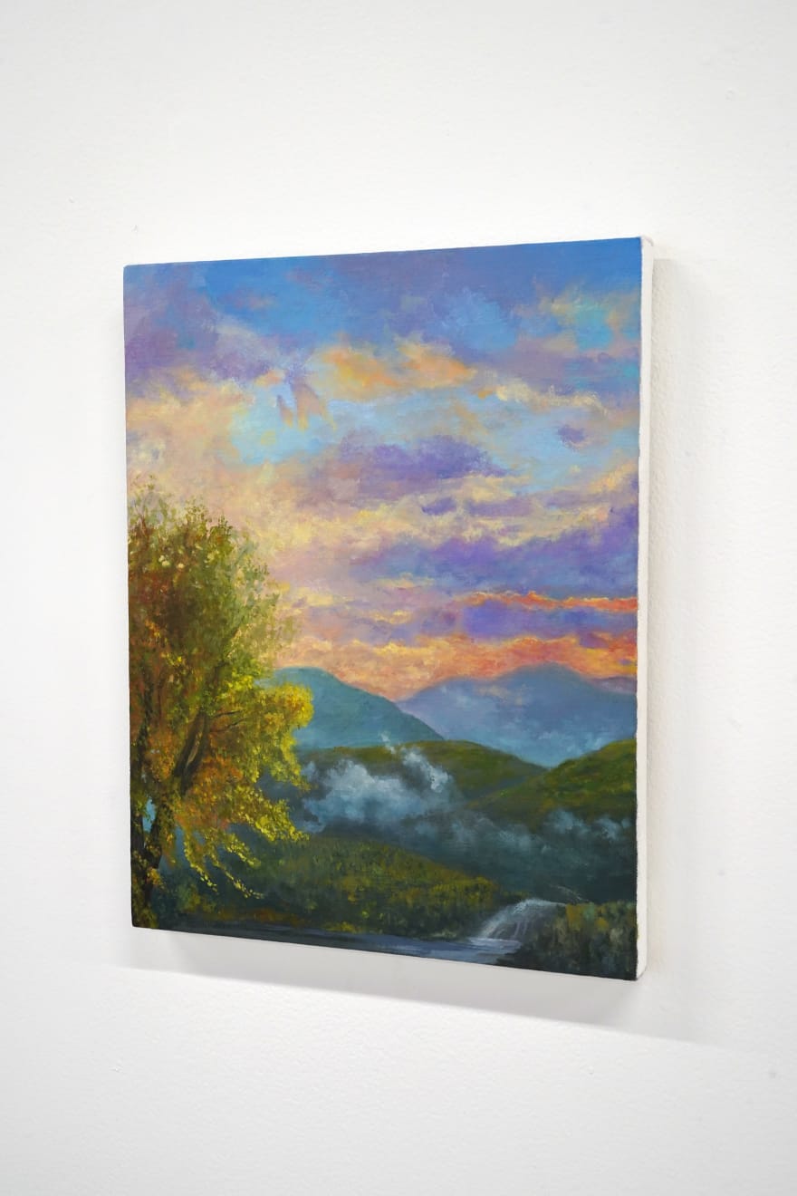 painting of a landscape with a cloudy sky