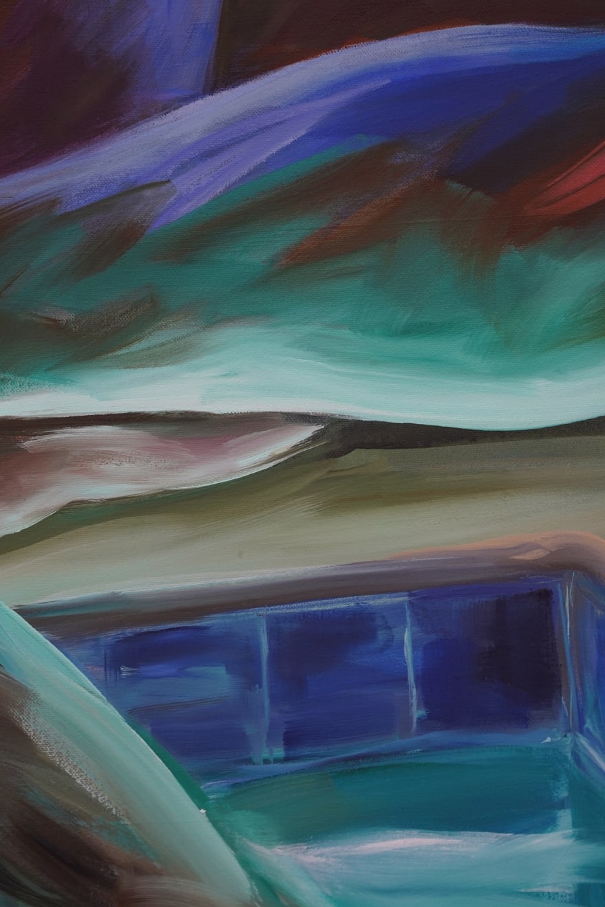 abstract painting of legs by a pool of water