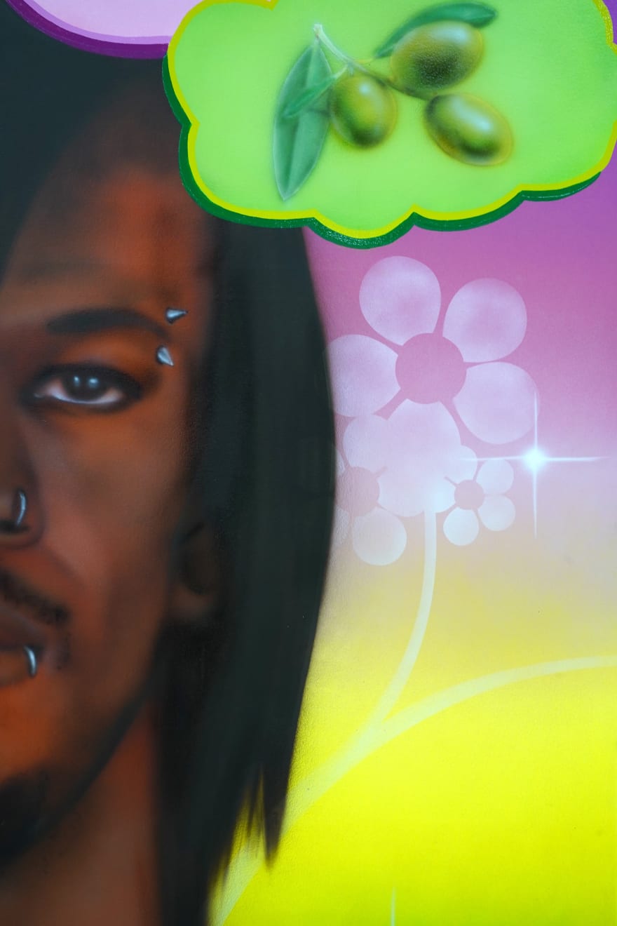 painting of jimmy butler with his hair straightened as the cover of a beauty product box