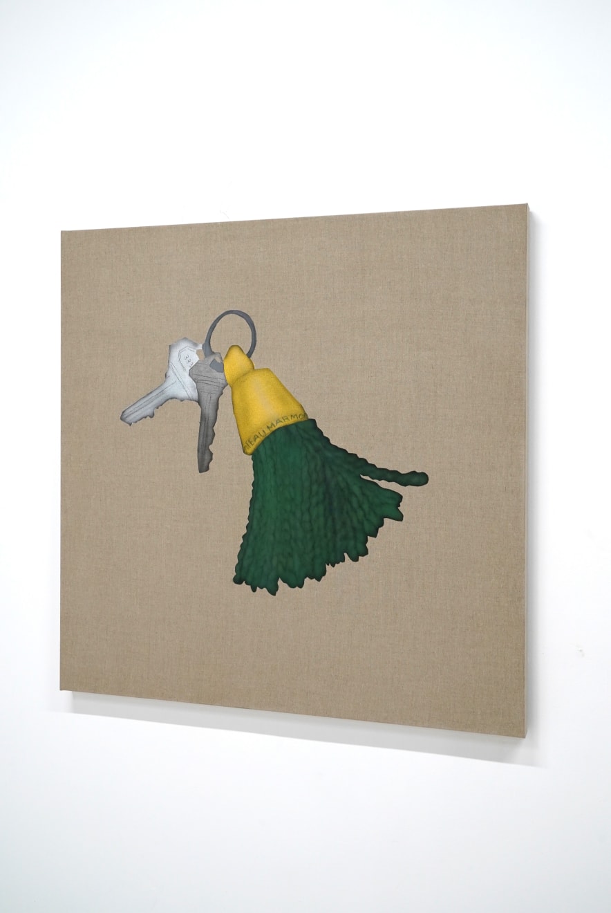 painting of a key with a green key chain