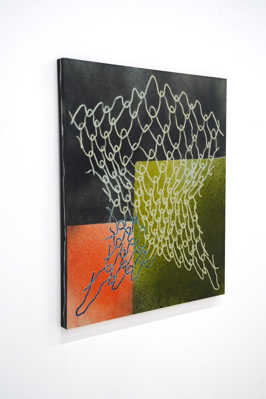 abstract painting of a fence by Michael Diamond