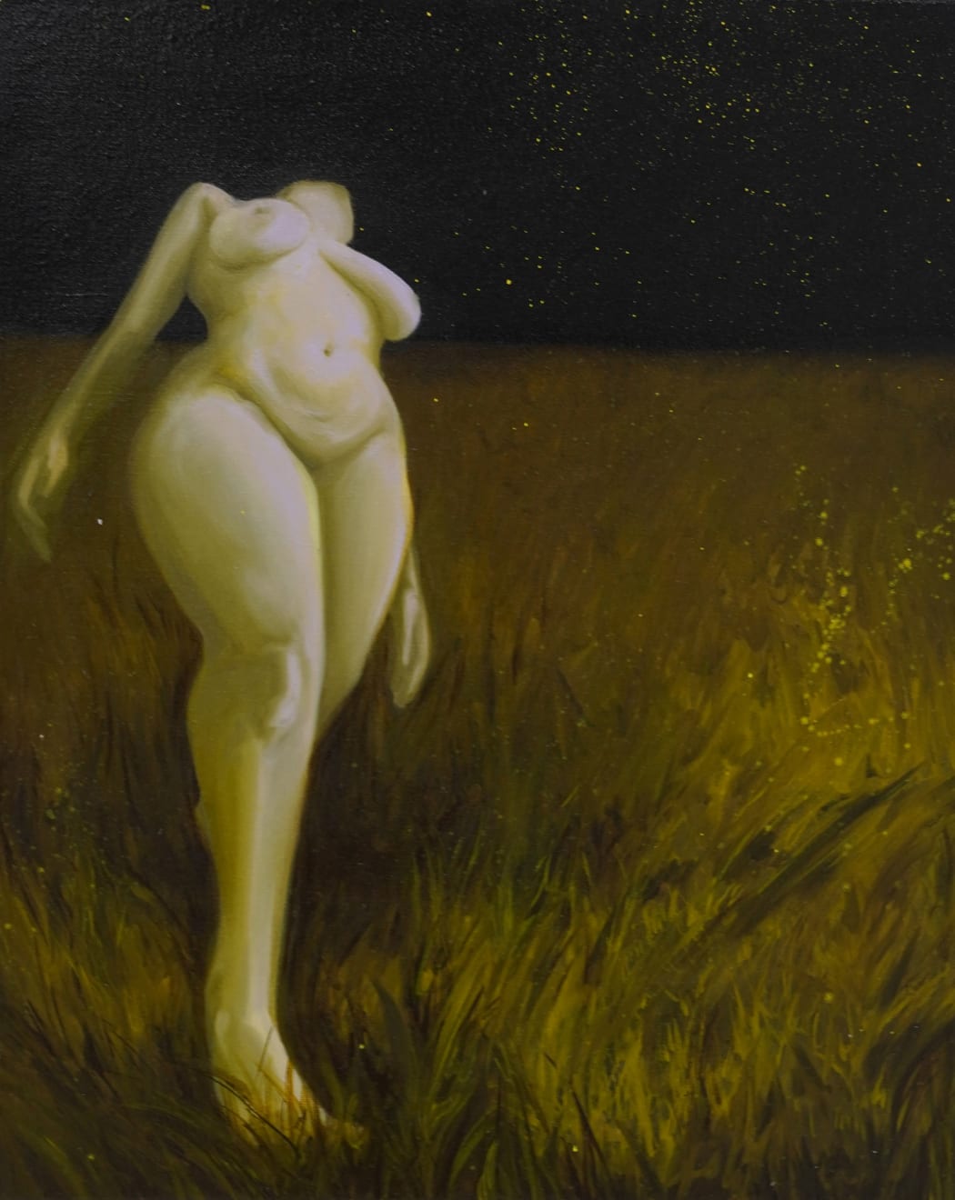 painting of a nude woman in a field