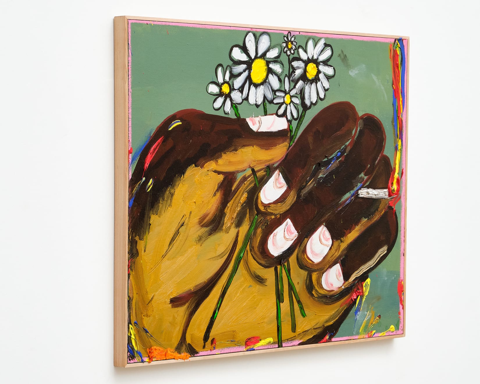 painting of a hand holding flowers