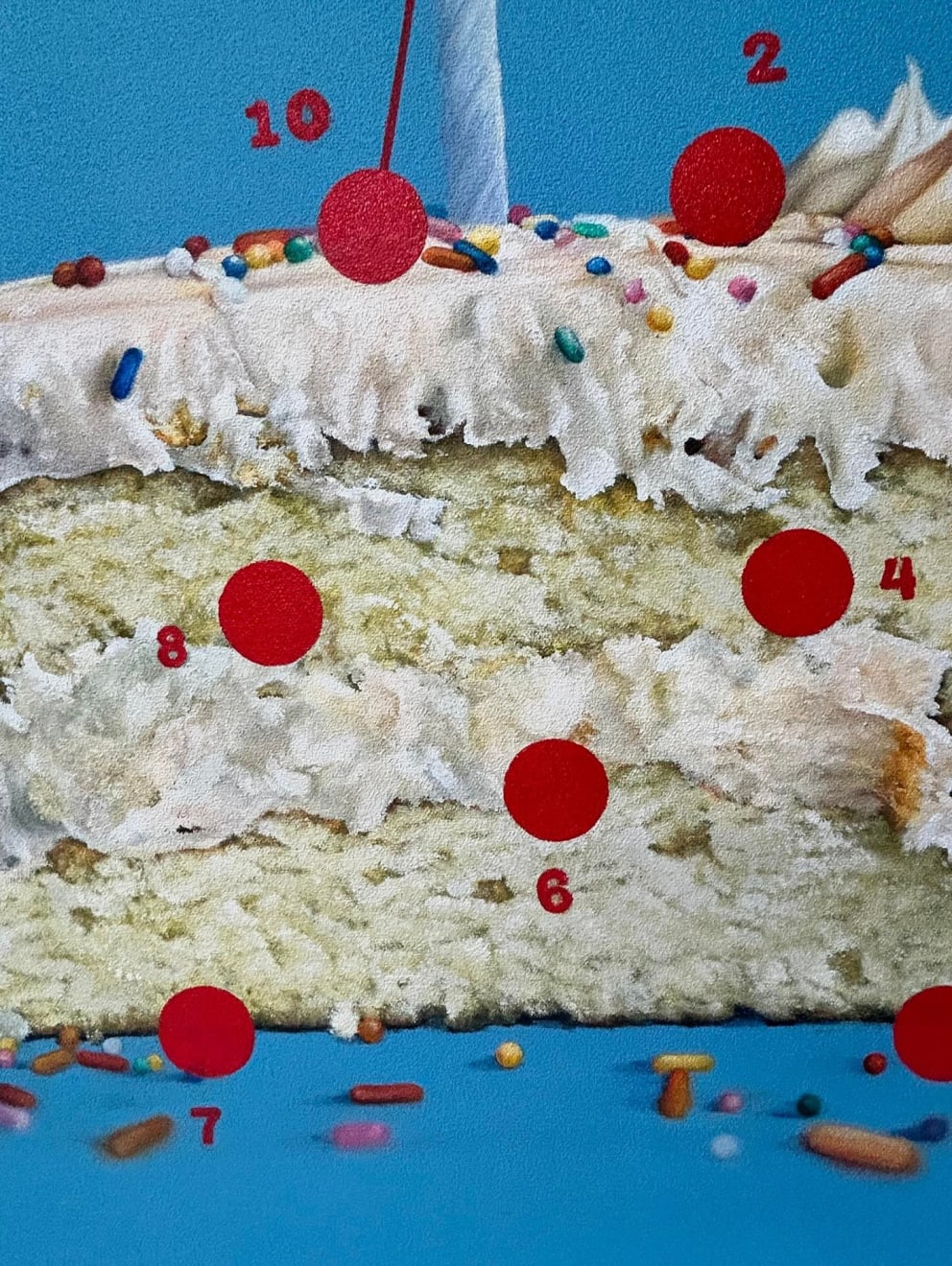 painting of a birthday cake with sprinkles