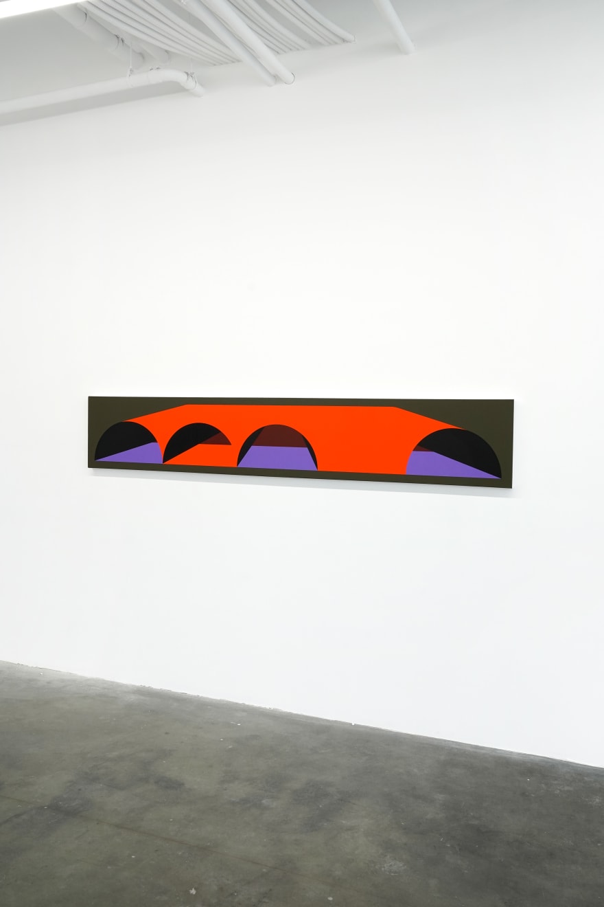 abstract painting of a red and purple tunnel