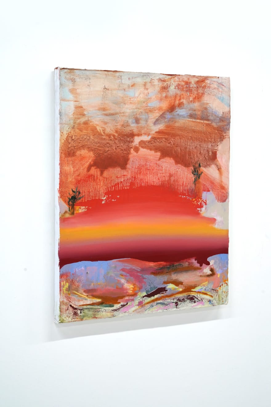abstract pink and orange paintintg of a landscape