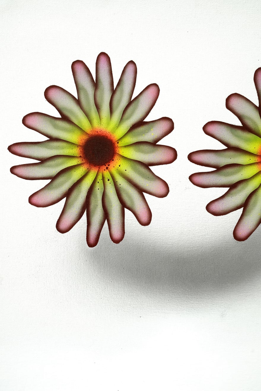 abstract flower painting in a frame