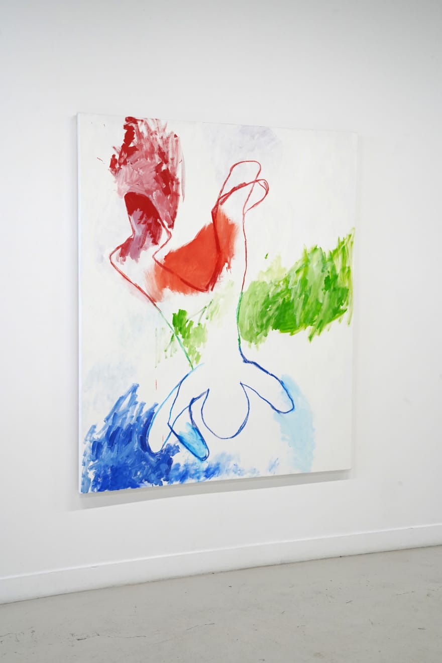 abstract painting of a a figure falling