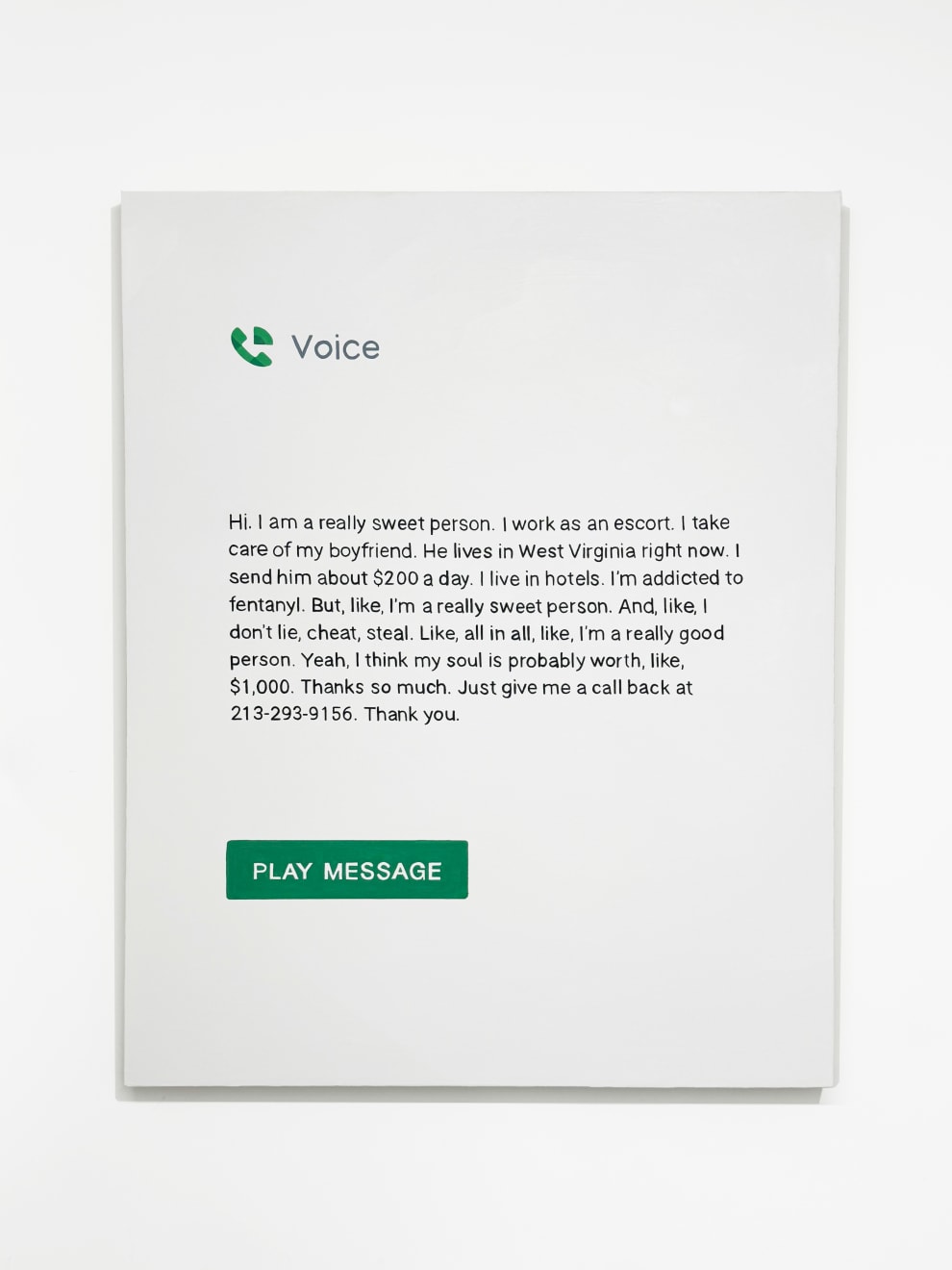 painting of a voicemail text