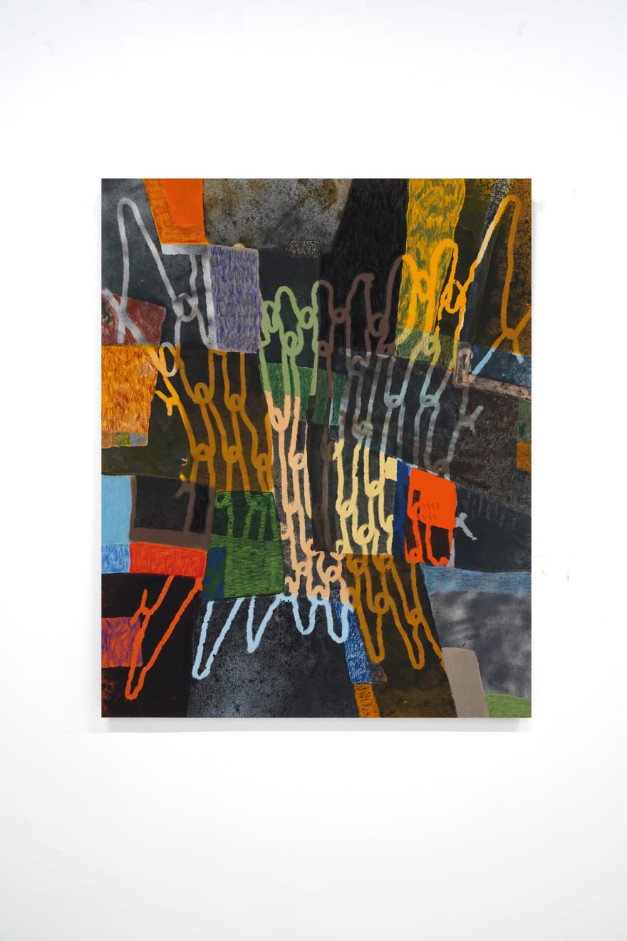 abstract painting of a fence by Michael Diamond