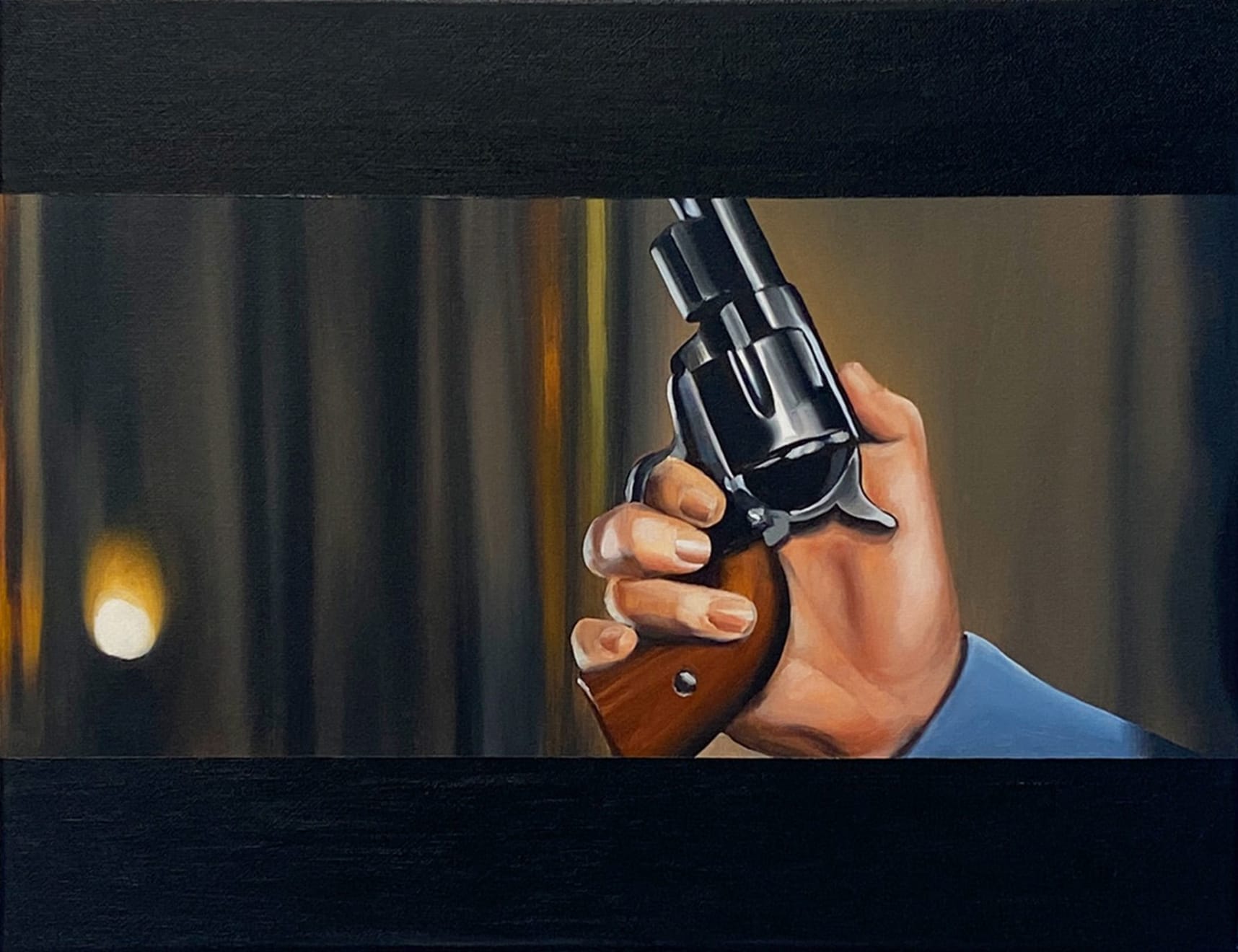 painting of a hand loading a gun - scene from the tv show Westworld