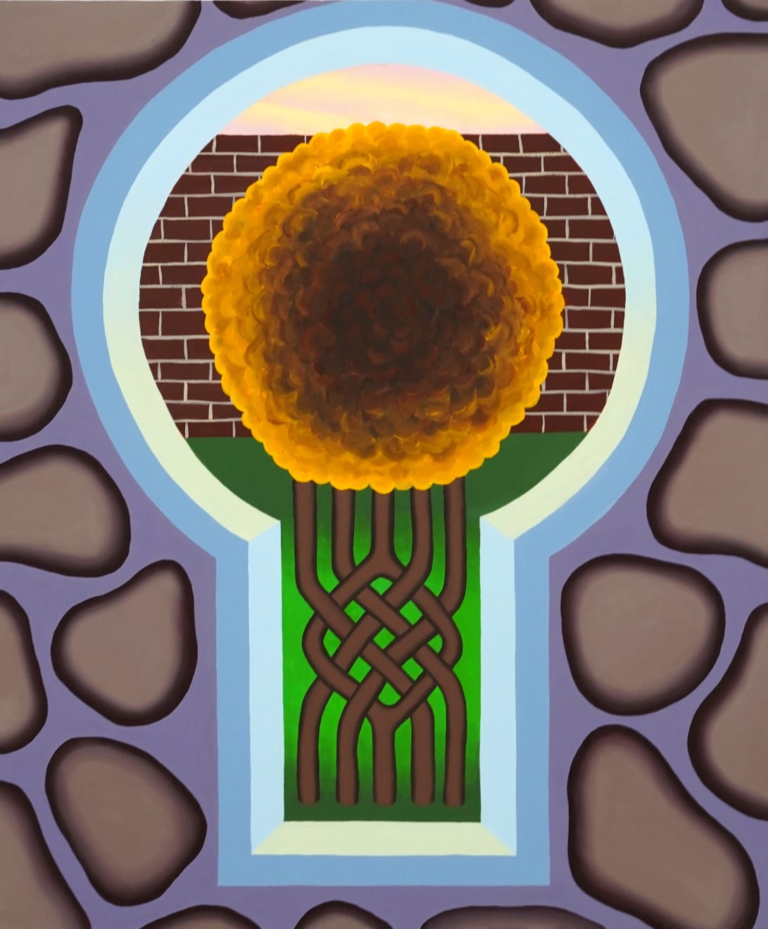 painting of a key with surrealist background