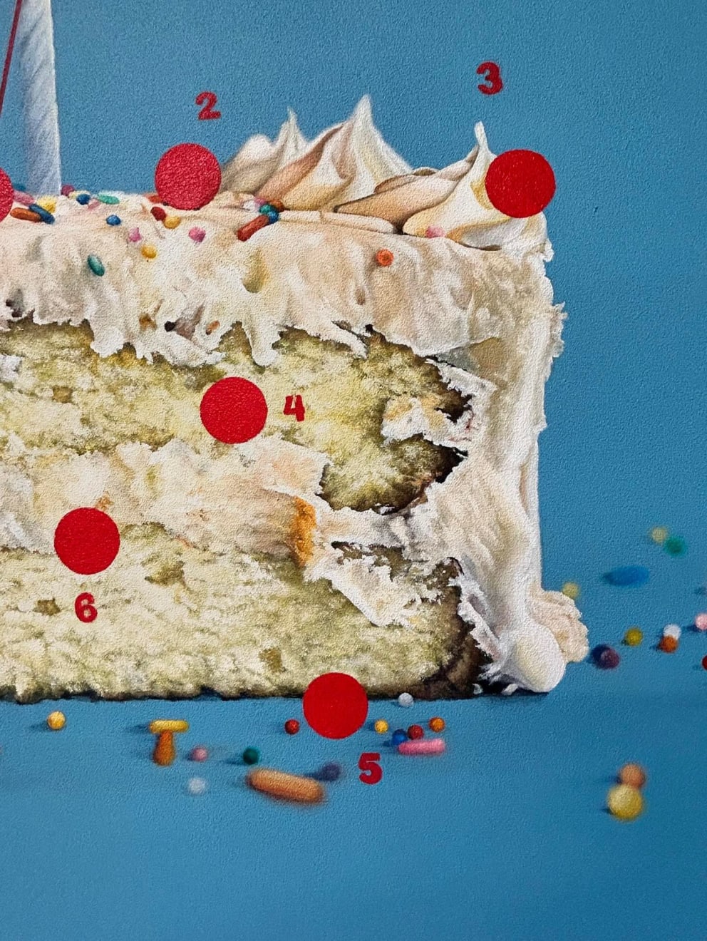 painting of a birthday cake with sprinkles