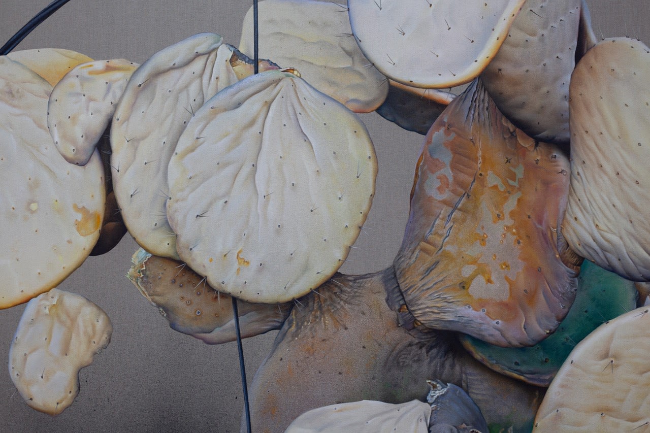 painting of a half-burnt cactus