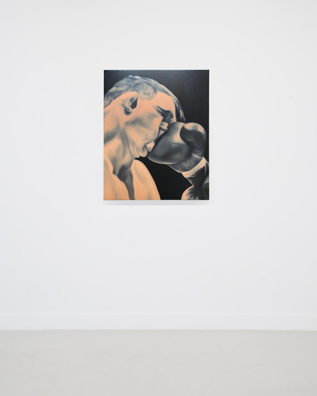 painting of a boxer getting punched in the face