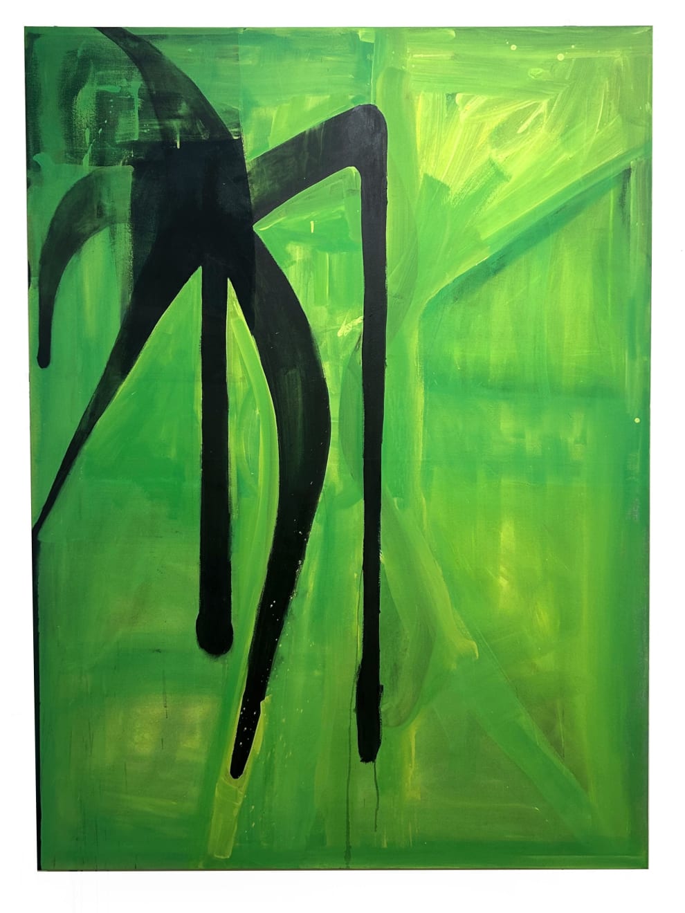 abstract green and black painting