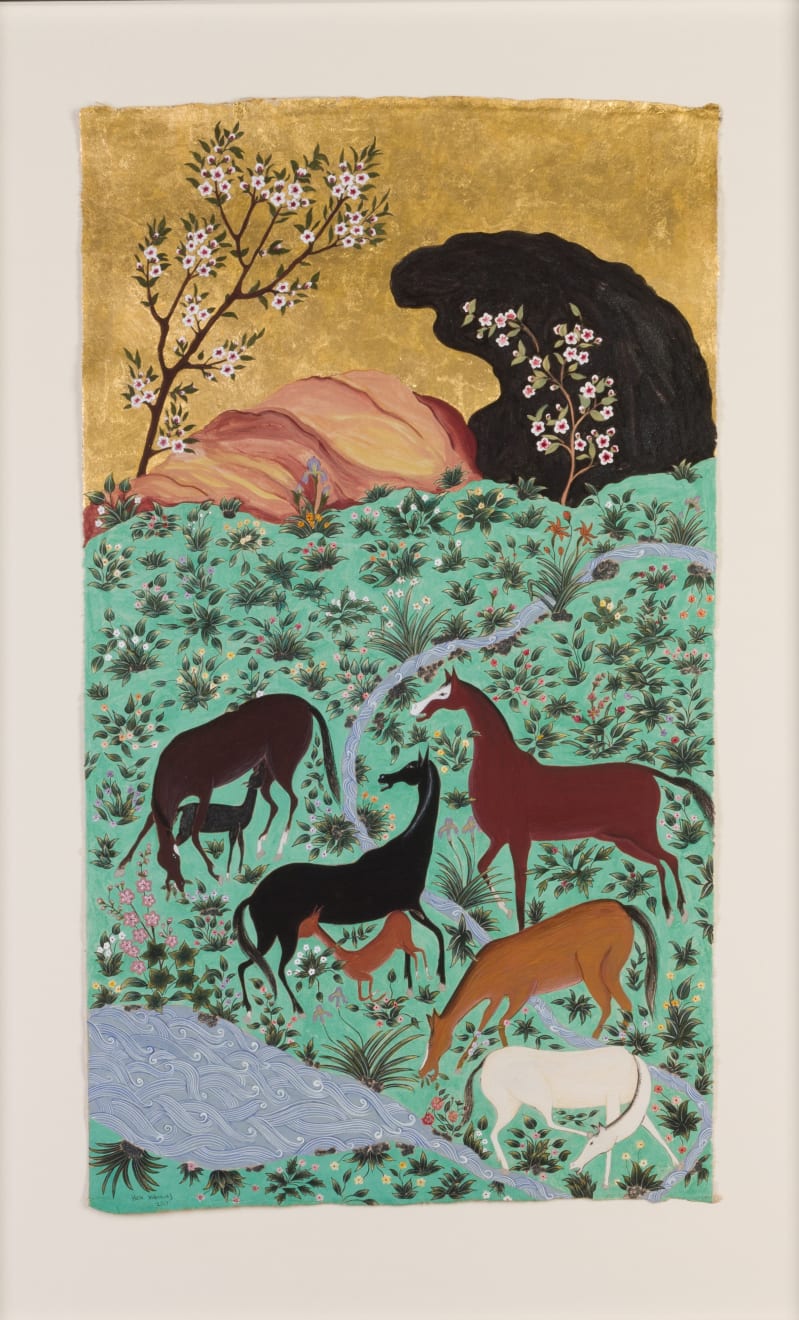 Hana Shahnavaz, Horses in the Malachite Field, 2017