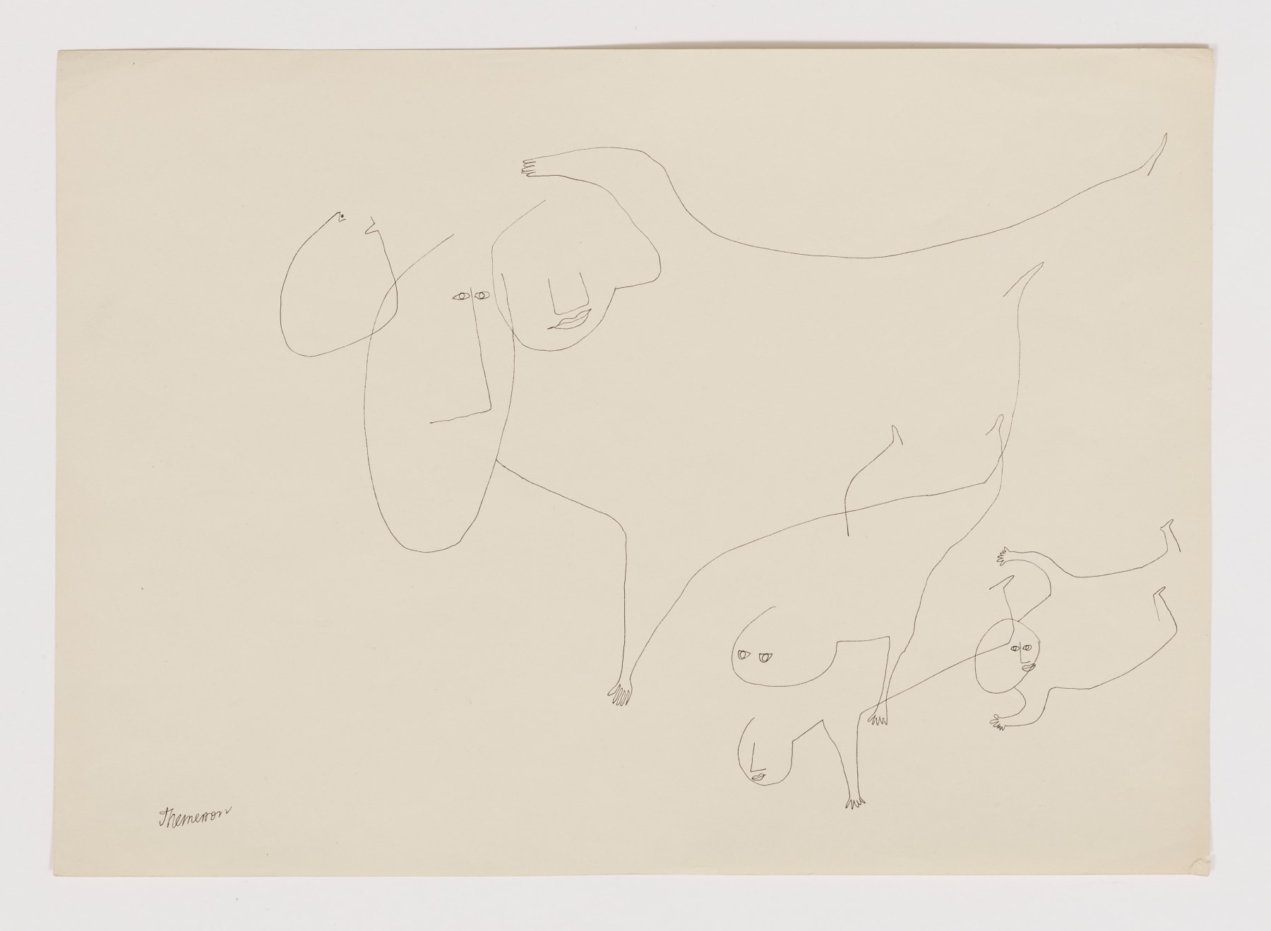 Franciszka Themerson, [Traces] Multiple figure, six floating heads, c. 1963