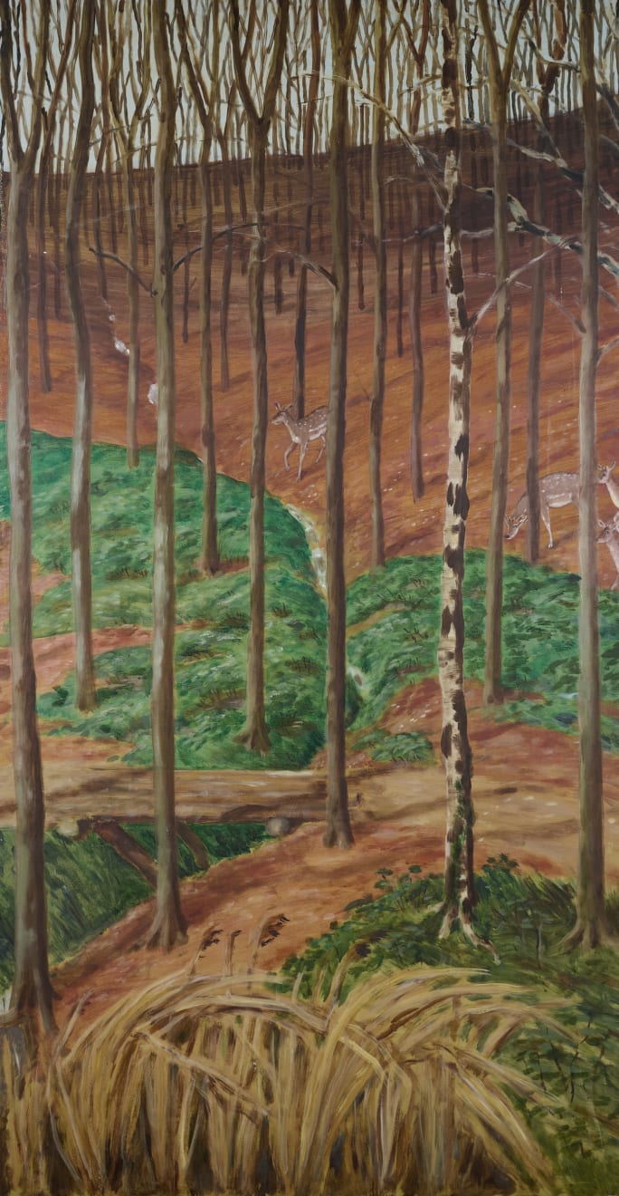 Edwin Maxwell Fry, Forest with a Herd of Deer - A Four Panel Frieze