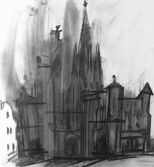Dennis Creffield, Norwich Cathedral, The West Front, 1987