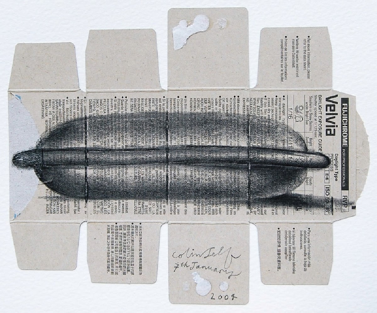 Colin Self, Hot Dog (on Velvia carton), 2004