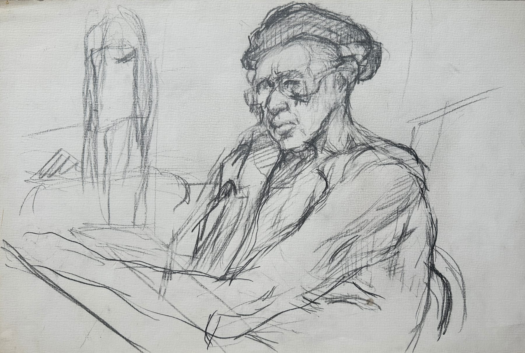 Robert Medley, Self portrait in a beret, c.1985