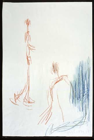 William Turnbull, Three Figures (red/blue/green), 1953