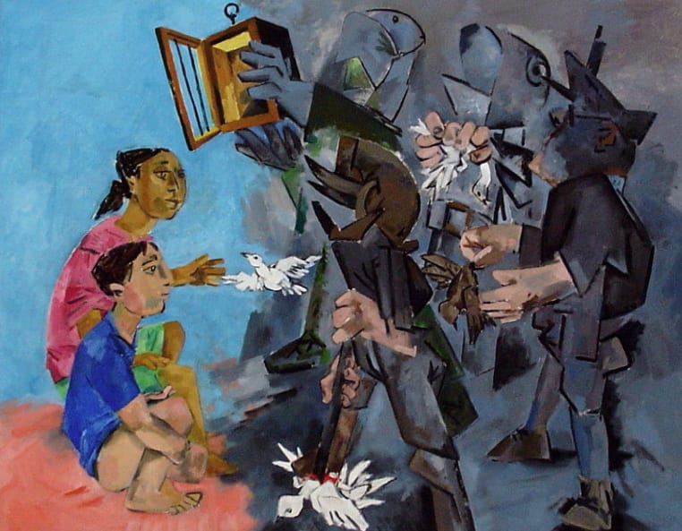 Peter De Francia, The Violation of Innocence: Boy with Doves, 1989