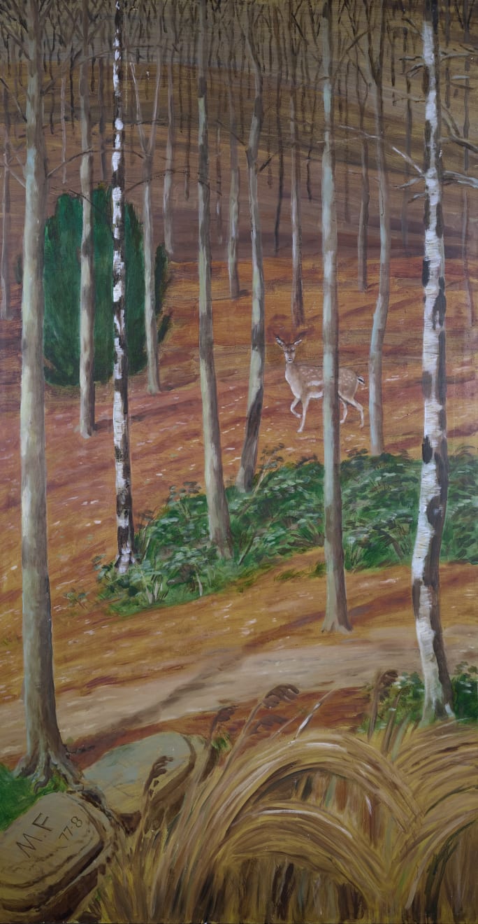 Edwin Maxwell Fry, Forest with a Herd of Deer - A Four Panel Frieze