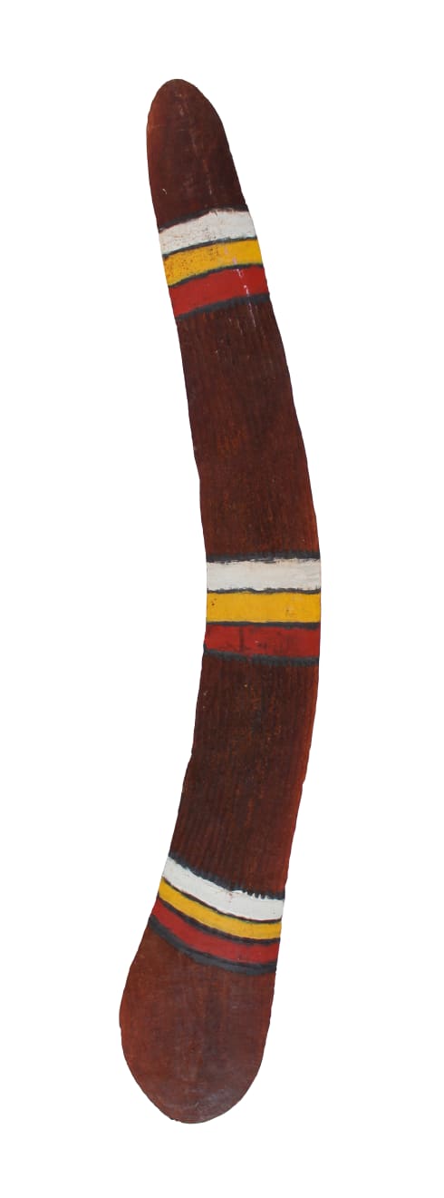 Pampila Hanson Boxer, Hand Carved and Painted Boomerang, 2014