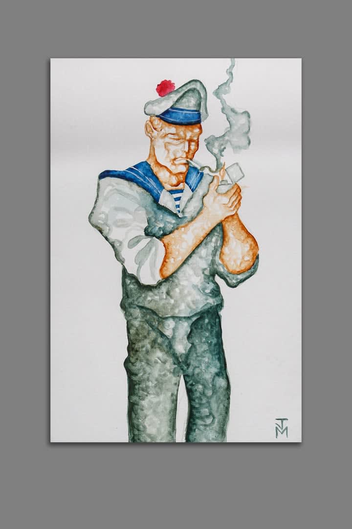 Joe Machine, Sailor Lighting Up, 2016