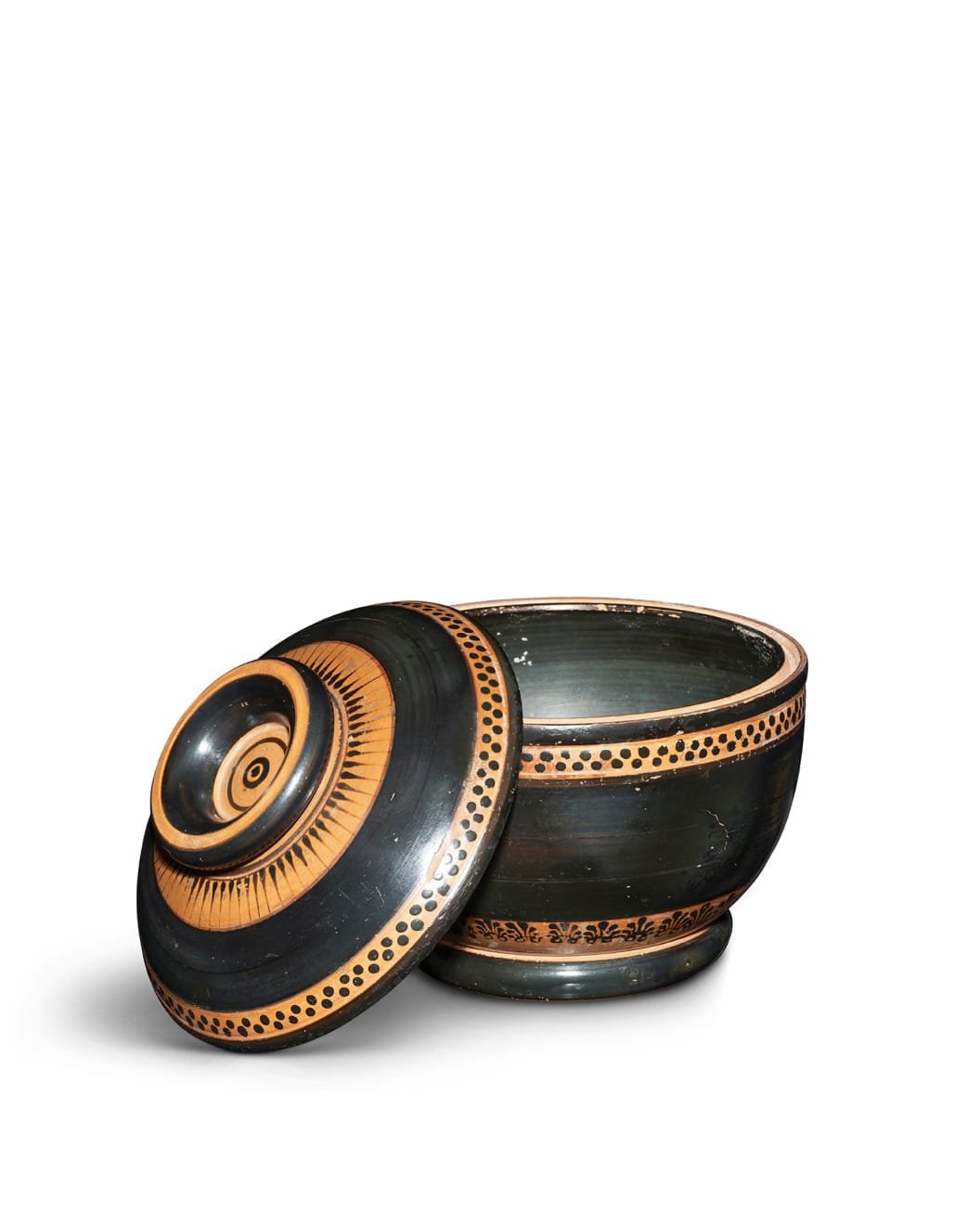 Greek, A South Italian black-glazed pyxis, Late 4th century BC