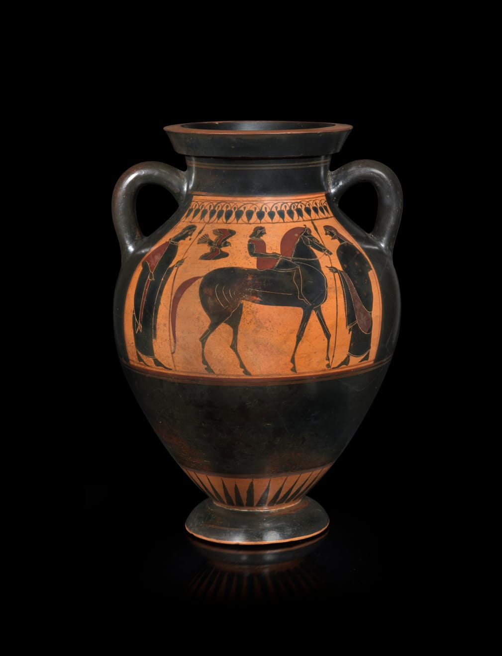 Greek, An Attic black-figure amphora of Type B, attributed to the manner of the Princeton Painter, Archaic, circa 540 - 520 BC