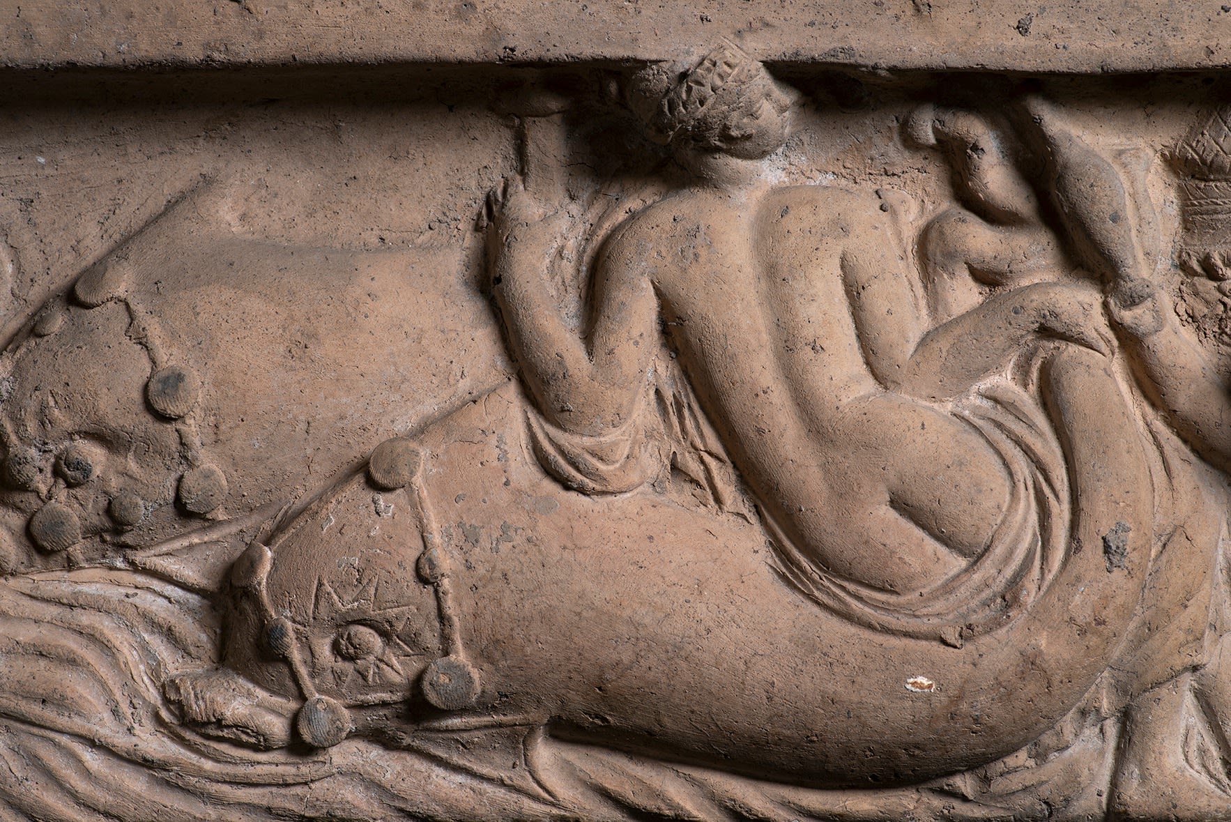 Roman, A Roman terracotta Campana relief of a marine thiasos, Roman Imperial, circa 1st century AD