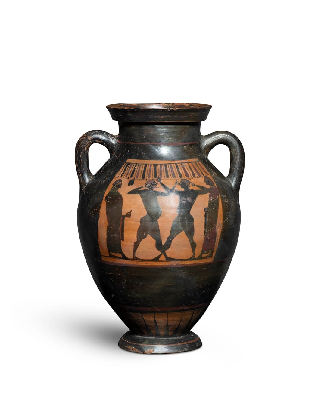Greek, An Attic black-figure amphora of Type B, Archaic, circa 540 BC