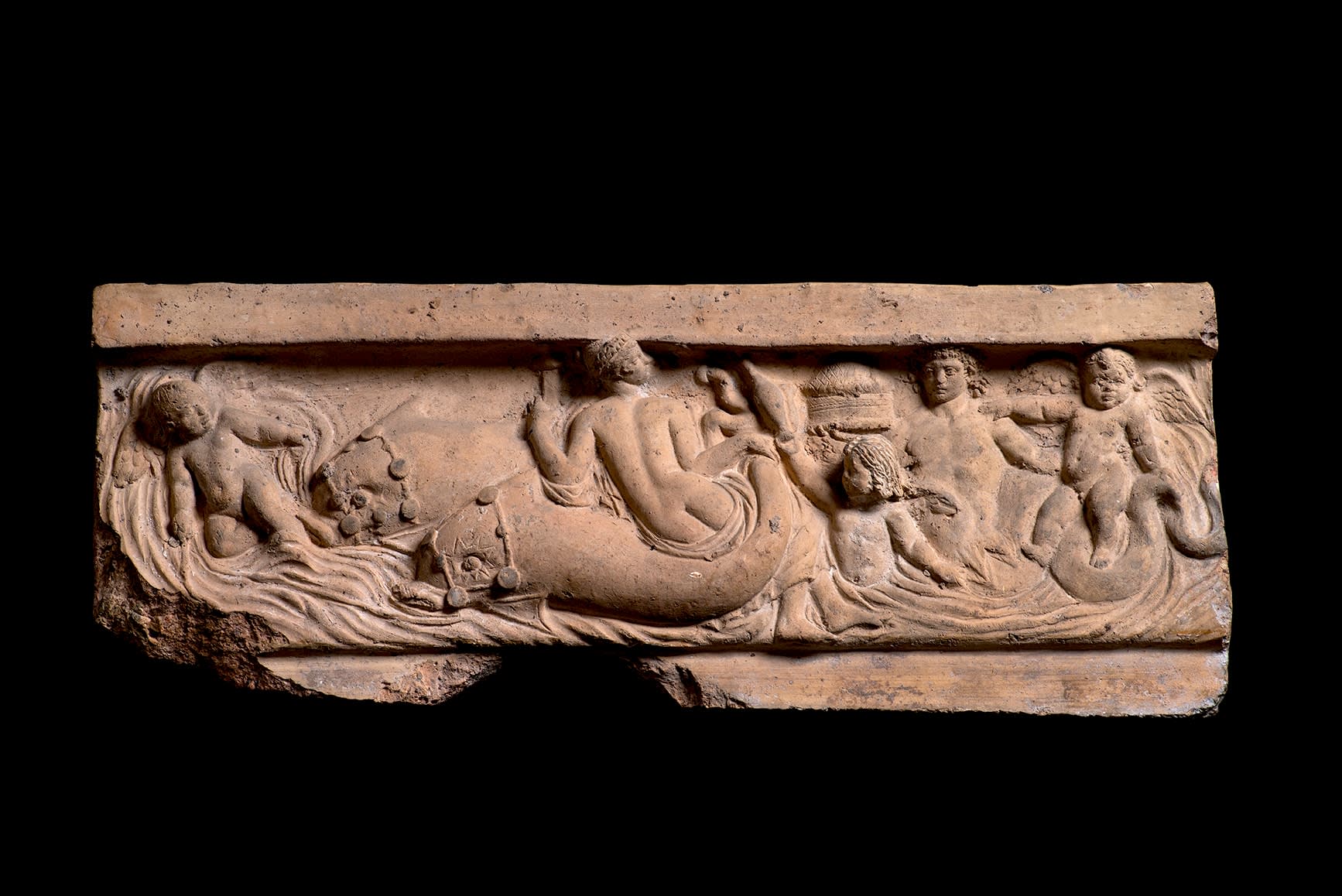 Roman, A Roman terracotta Campana relief of a marine thiasos, Roman Imperial, circa 1st century AD
