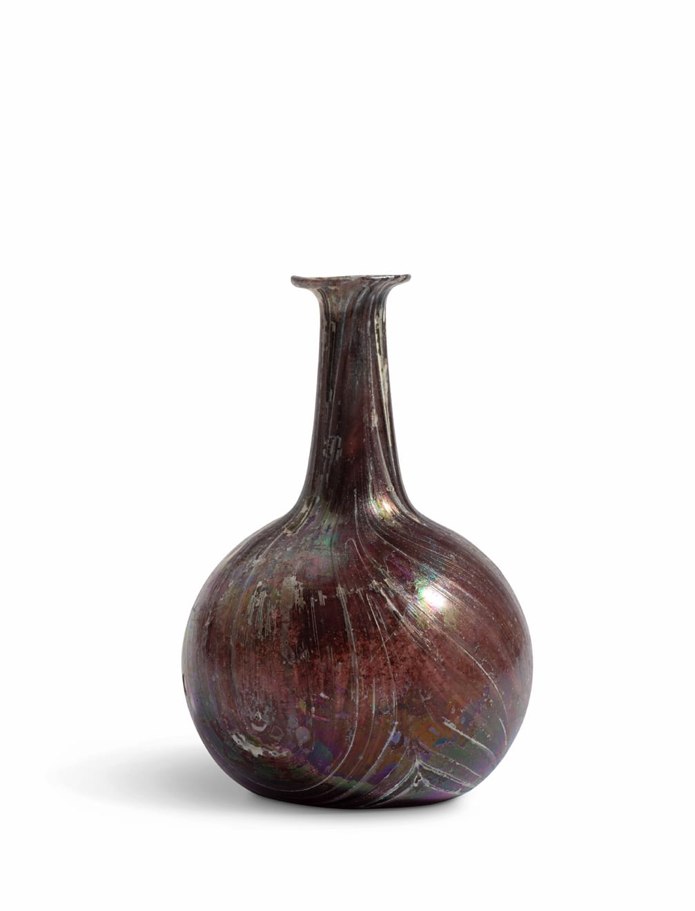 Roman, A Roman aubergine and white 'marbled' glass bottle, Eastern Mediterranean, circa 1st century AD