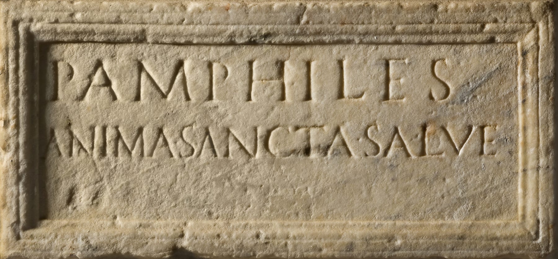 Roman, A Roman marble cinerary urn inscribed for Pamphile, circa 1st century AD