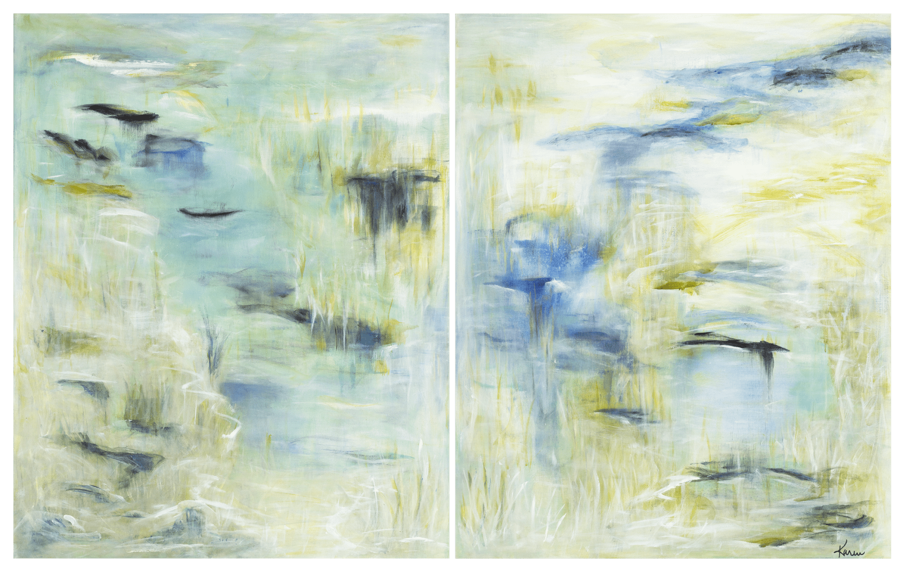 Karen Dover, Misty Watercoloured Memories, Diptych