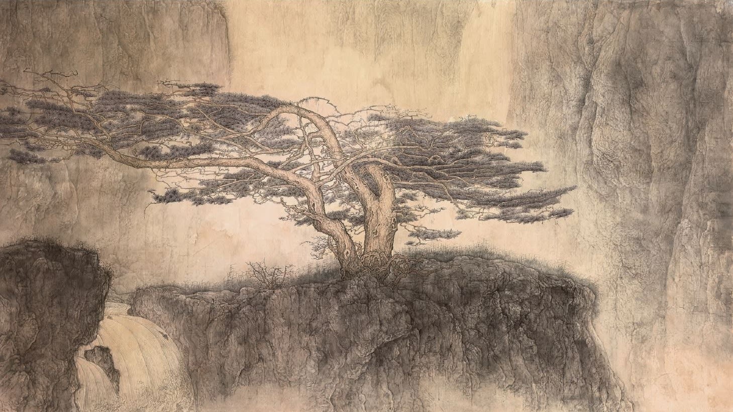 Li Huayi 李華弌, Solitary Pine and Flowing Water 《雲溪孤松》, 1996