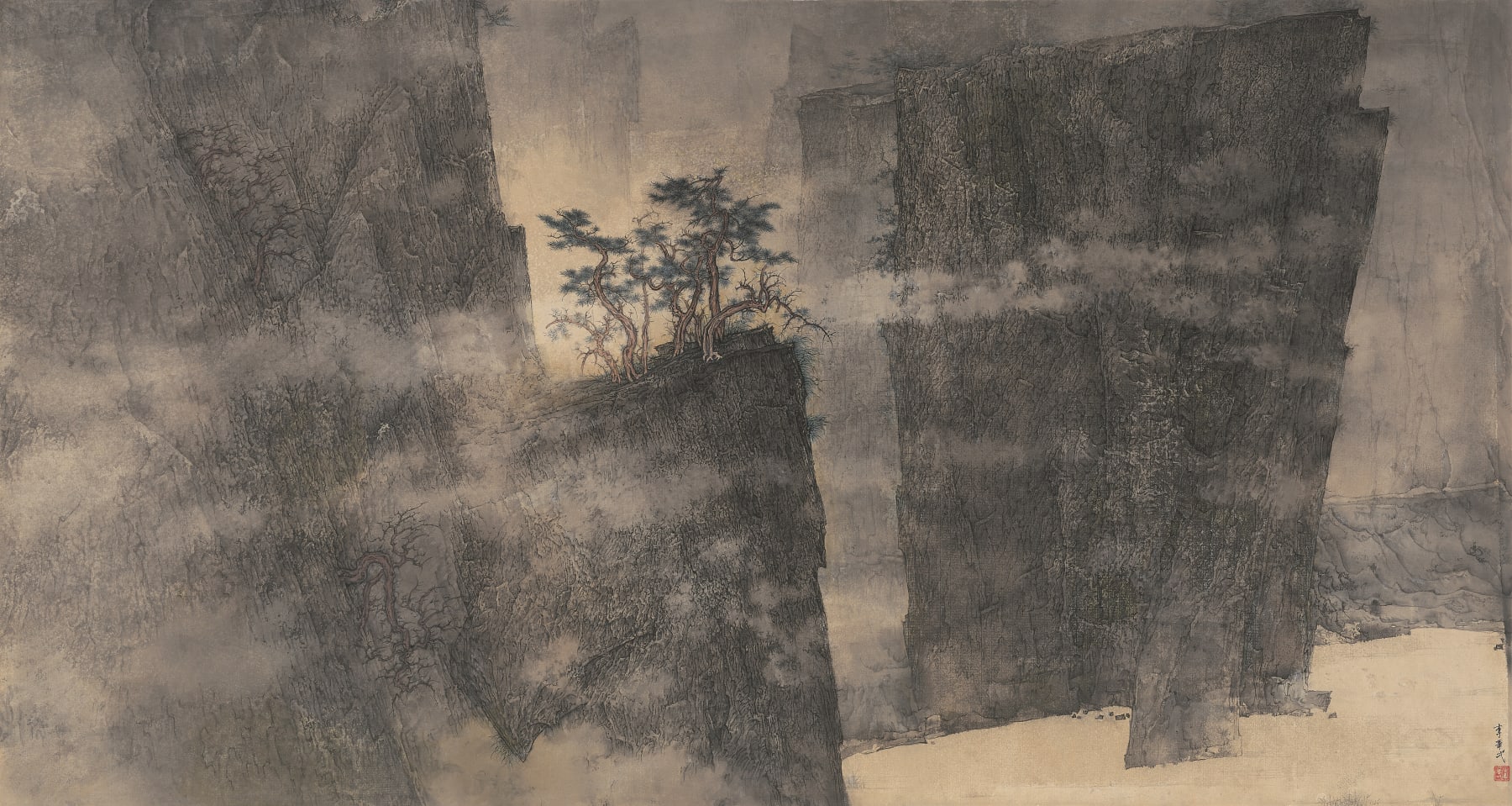 Li Huayi 李華弌, Rock Pine in the Evening Mist《暮靄岩松》, 2009