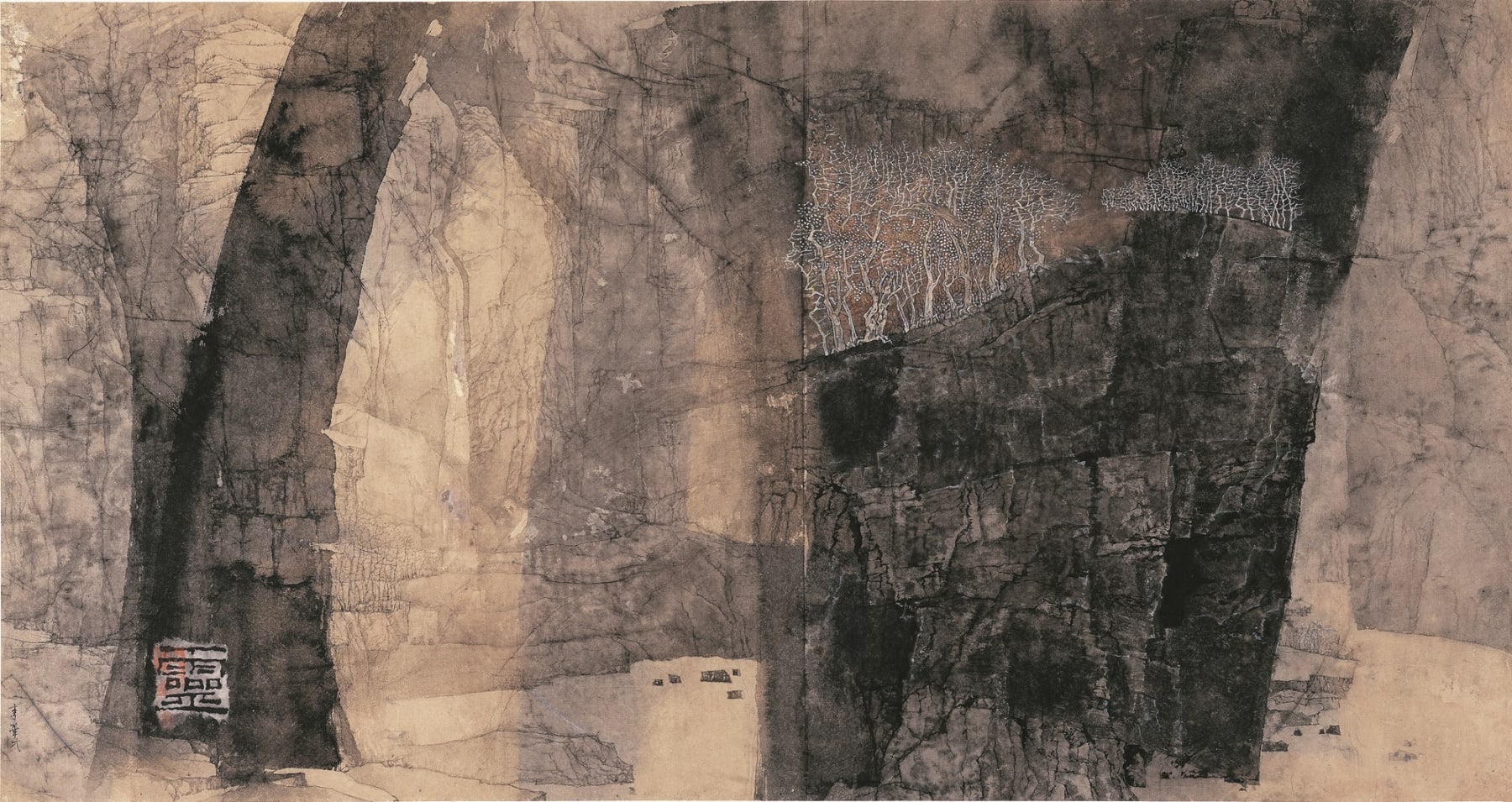 Li Huayi 李華弌, Spring Landscape with White Trees 《堅壁空靈》, 1993