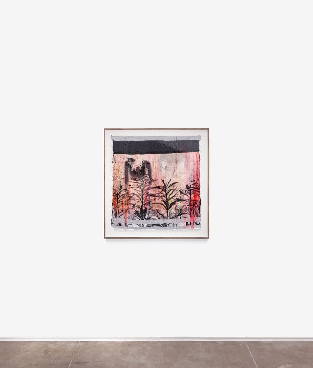 Abbey, 2023, Handwoven and hand-dyed cotton, solid walnut frame