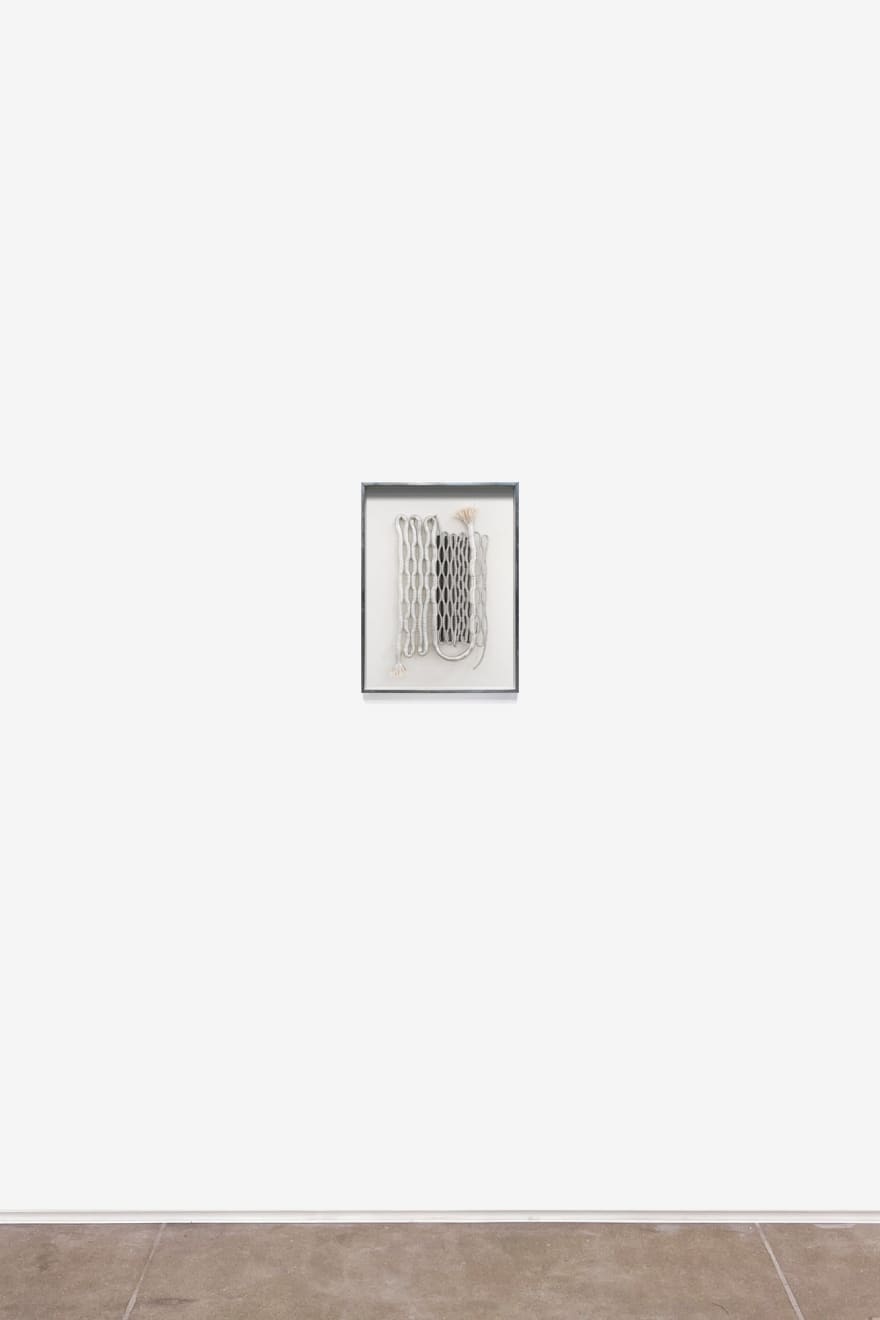 Fence 4, 2023, Monofilament, metallic cord, linen