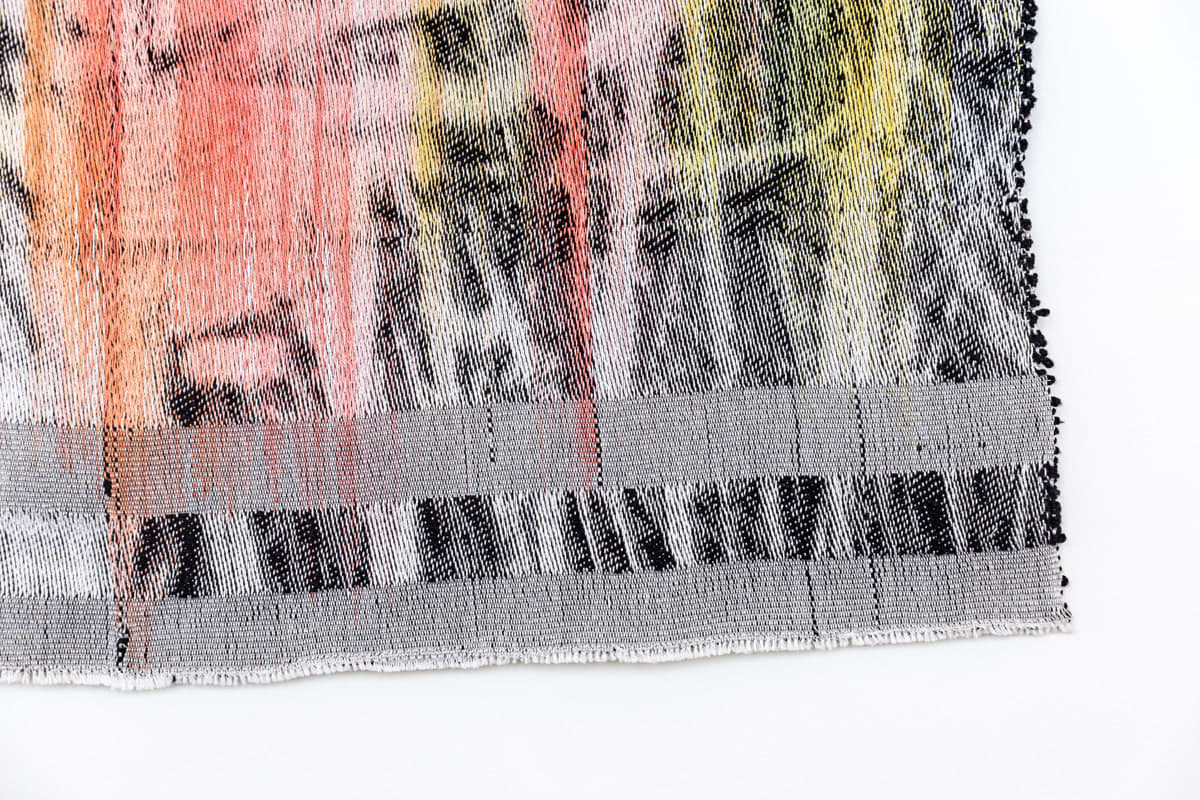 summer night, 2023, Handwoven and hand-dyed cotton, solid walnut frame